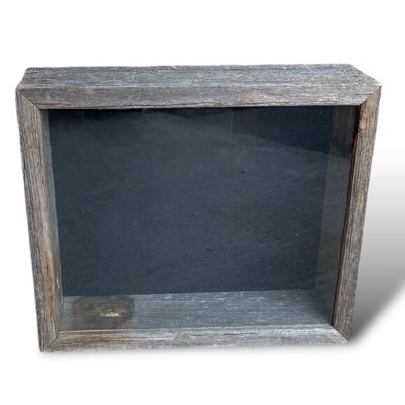 Rustic Reclaimed Wood Shadow Box Wall Hanging Hooks Black Background - Picture 5 of 16